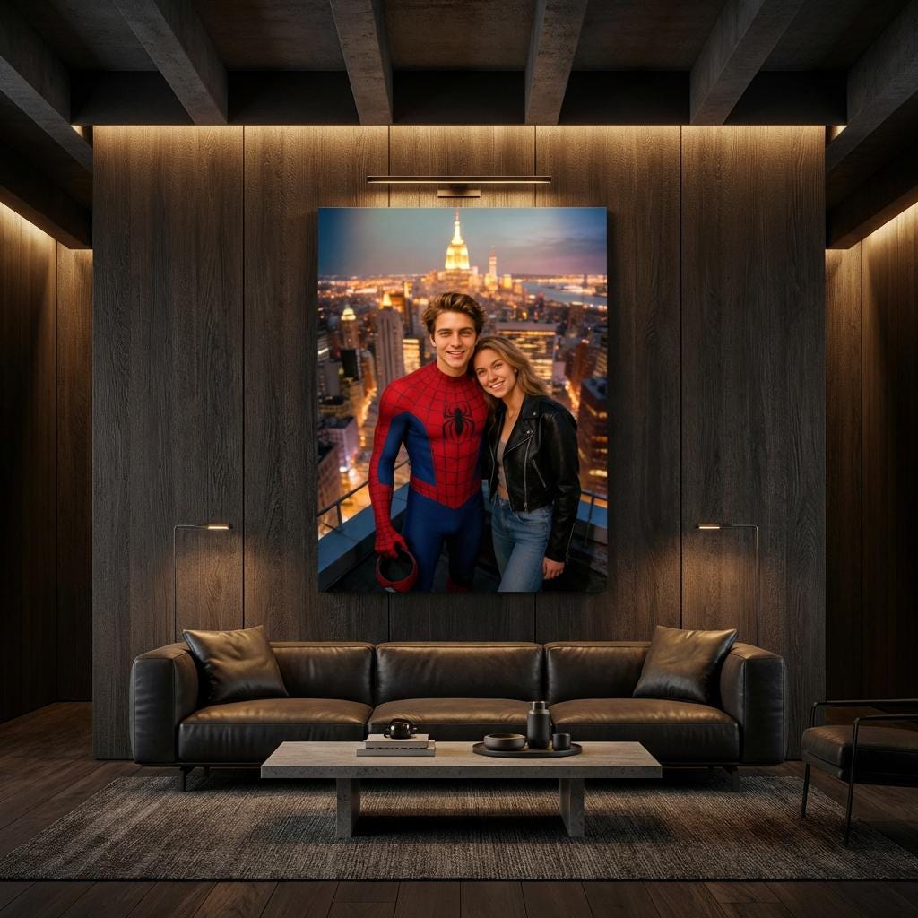 Custom Spider-Man Couple Portrait, Personalised Superhero Gift for Anniversary, Wall Art - Image 7