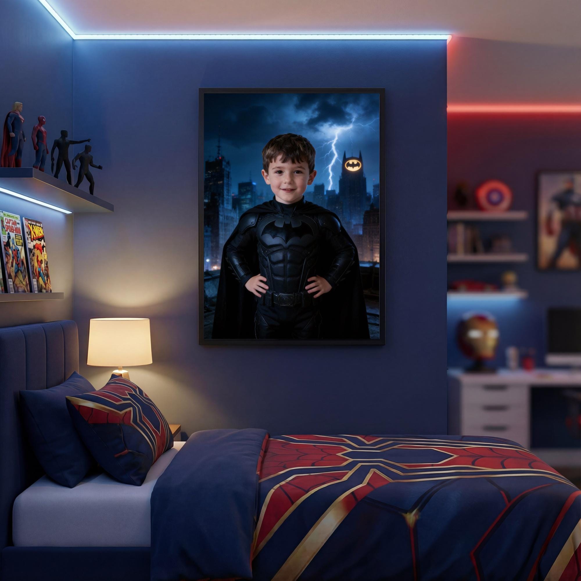 Custom Iron Man Portrait, Personalised Superhero Gift for Kids, Ironman Wall Art for Boys Room, Stark Industries Kid Gift - Image 4