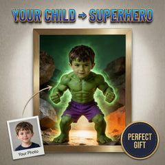 Custom Hulk Portrait, Personalized Superhero Gift for Boys - Image 1