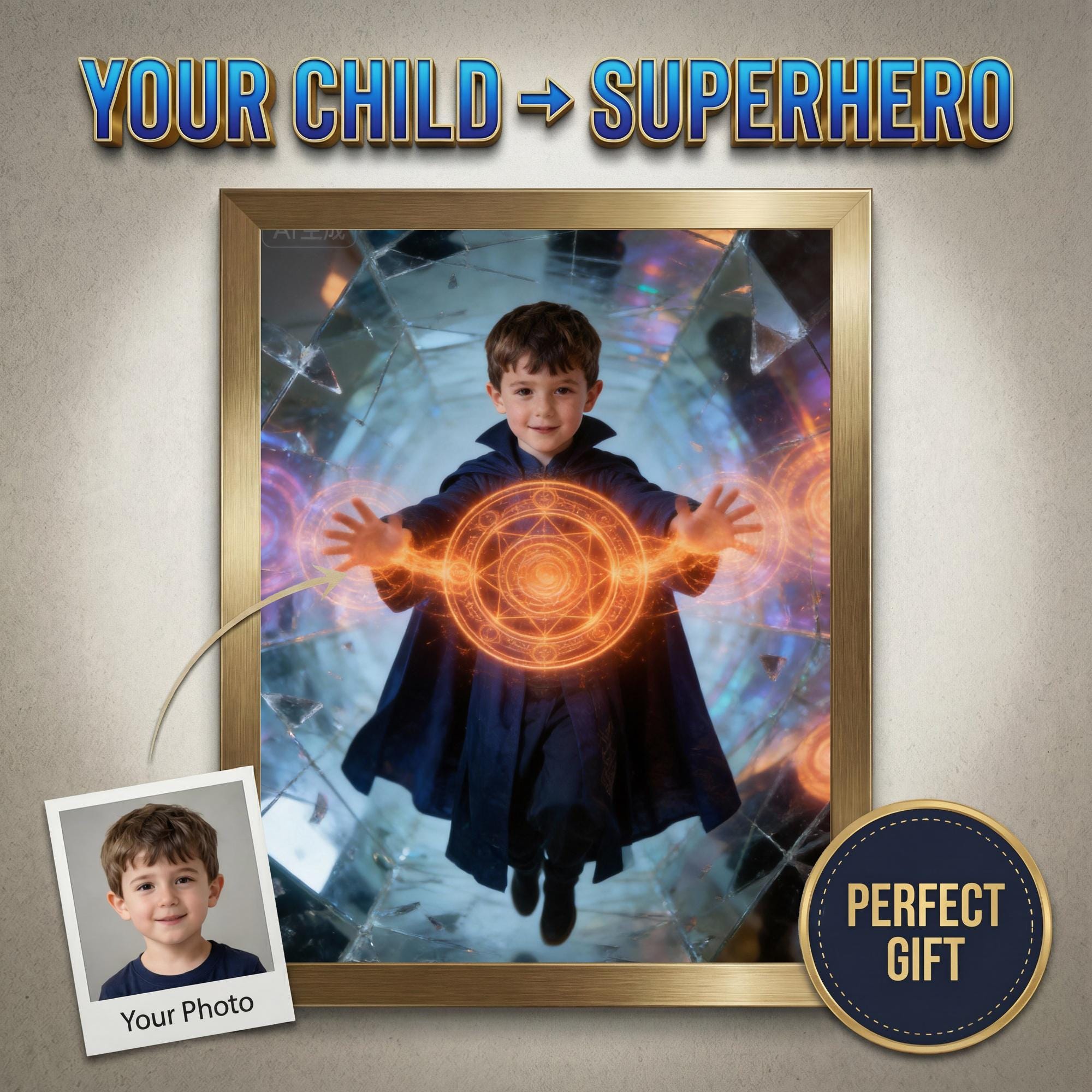Custom Doctor Strange Portrait, Magical Mirror Dimension Wall Art - Image 1
