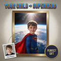 Custom Superman Portrait, Personalized Man of Steel Gift, Epic Space Orbit Wall Art, Superhero Boy Room Decor, High-End Superhero Gift - Image 1