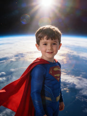 Custom Superman Portrait, Personalized Man of Steel Gift, Epic Space Orbit Wall Art, Superhero Boy Room Decor, High-End Superhero Gift - Image 2