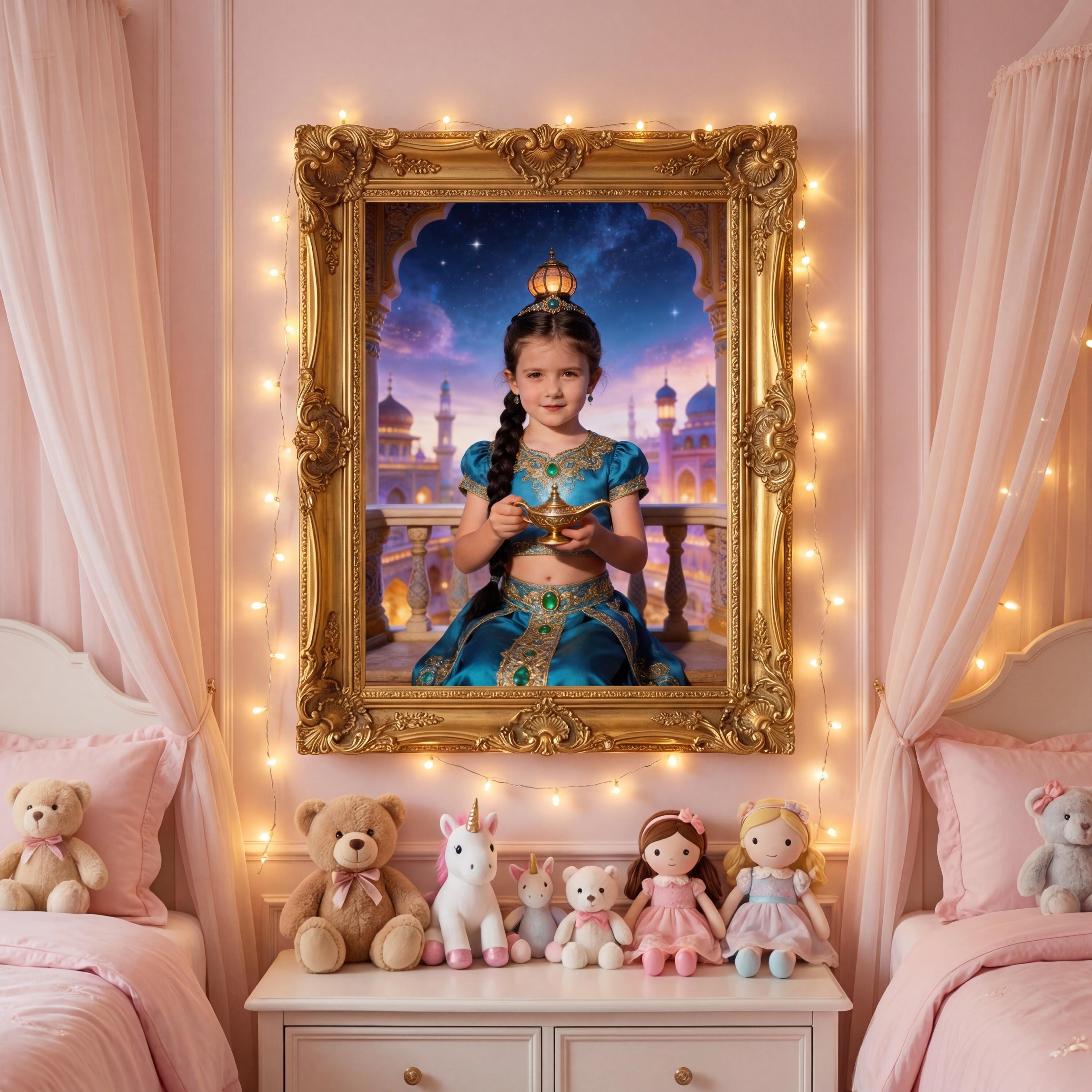 Custom Jasmine Portrait From Photo, Personalized Aladdin Princess Gift for Girl, Arabian Wall Art - Image 8