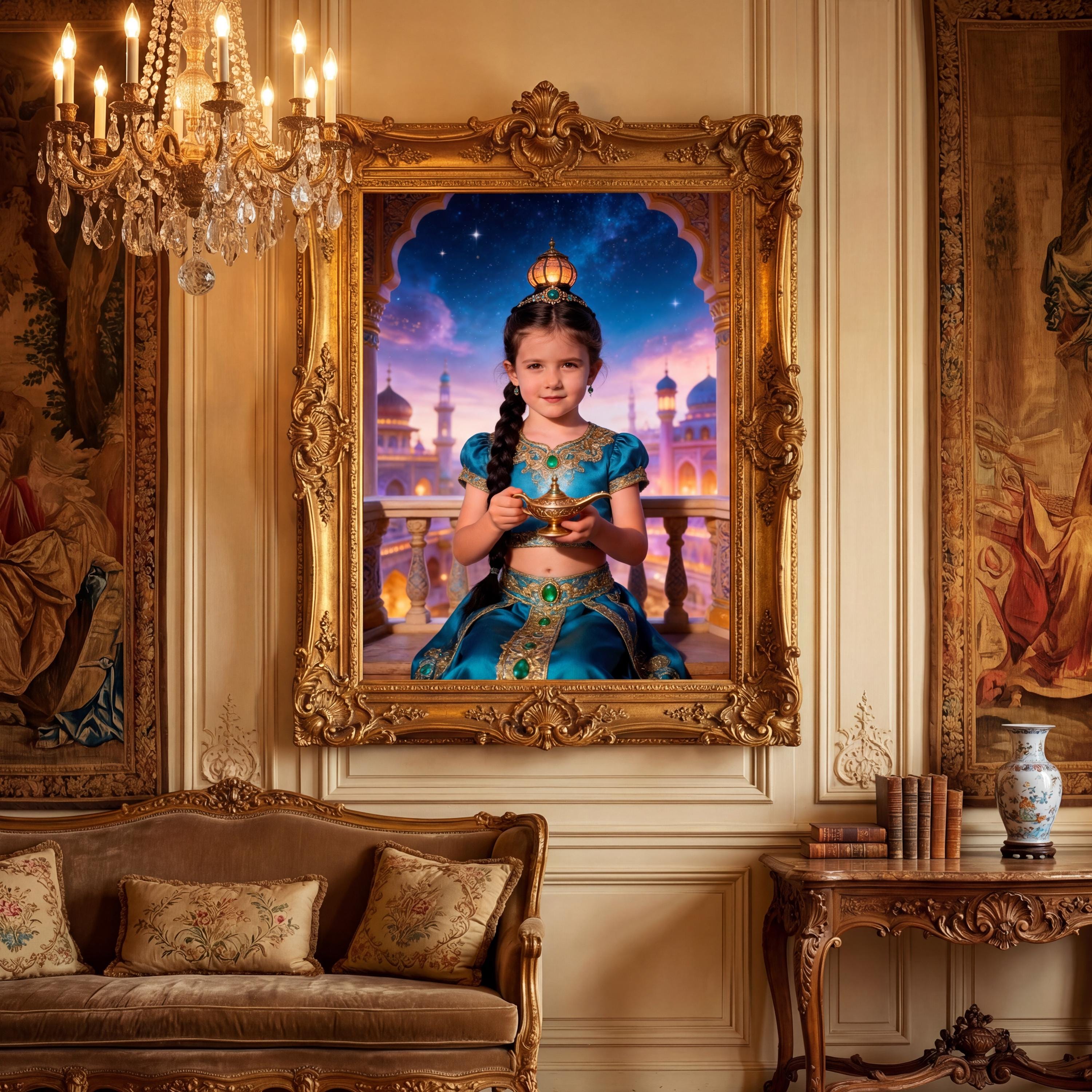 Custom Jasmine Portrait From Photo, Personalized Aladdin Princess Gift for Girl, Arabian Wall Art - Image 10