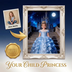 Custom Cinderella Portrait From Photo, Personalized Fairy Tale Gift for Girl, Princess Wall Art - Image 1