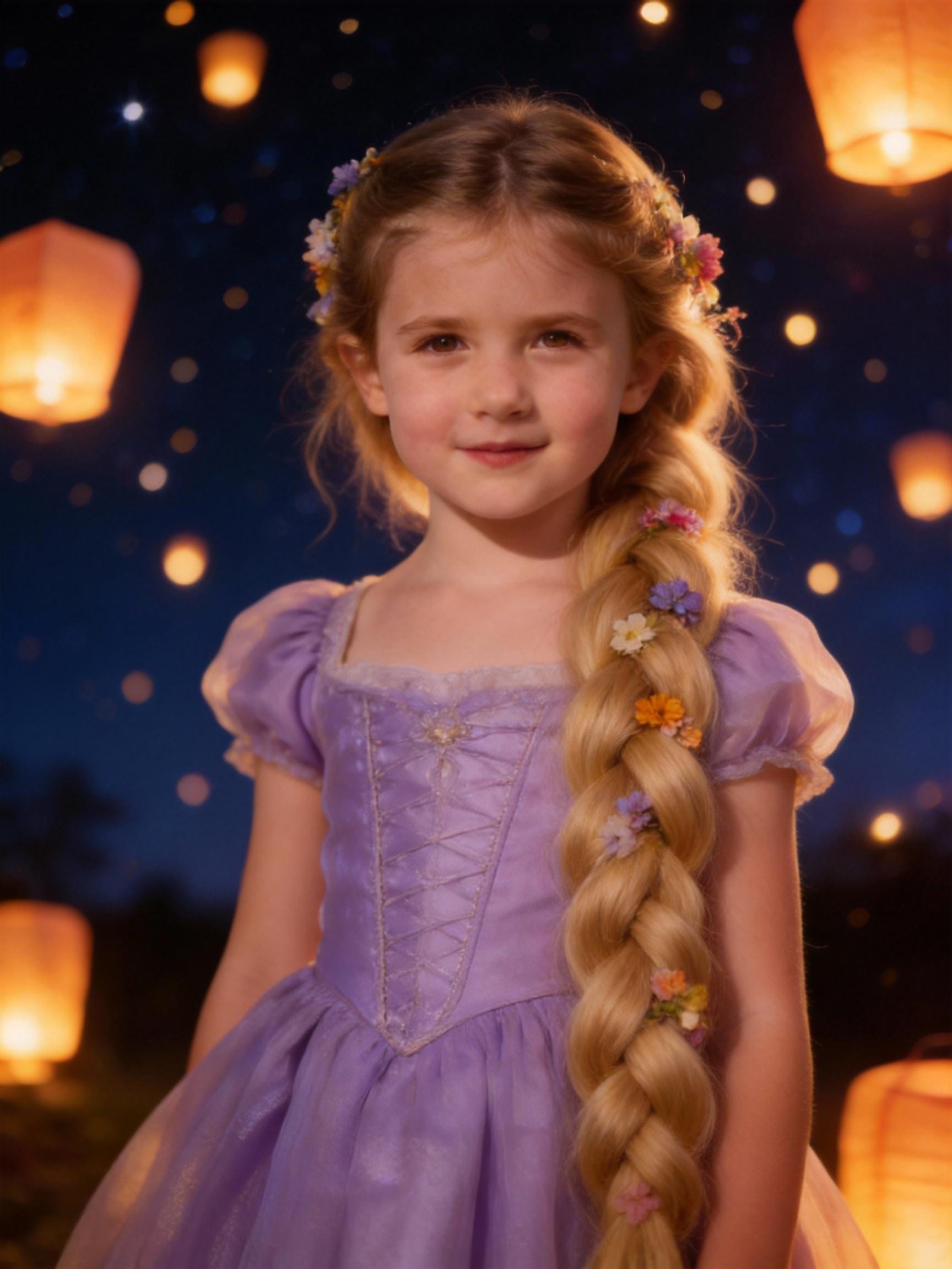 Custom Rapunzel Portrait From Photo, Personalized Tangled Princess Gift, Lantern Festival Wall Art - Image 2